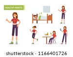 healthy habits concept banner.  ... | Shutterstock .eps vector #1166401726
