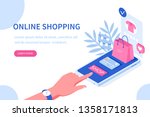 online shopping and mobile... | Shutterstock .eps vector #1358171813