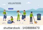 young volunteers clean beach... | Shutterstock .eps vector #1438888673