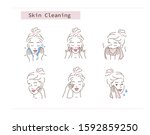 beauty girl take care of her... | Shutterstock .eps vector #1592859250