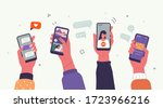 young people use smartphones... | Shutterstock .eps vector #1723966216