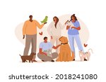 people in animal shelter... | Shutterstock .eps vector #2018241080