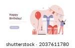 birthday party celebration.... | Shutterstock .eps vector #2037611780