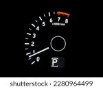 Tachometer rpm gauge rev in conventional modern car. Car instrument panel, interior dashboard control.