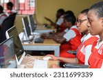 Small photo of Onitsha, Anambra State, Nigeria - June 2: Nigerian secondary school students at the computer lab