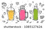 set of smoothies in different... | Shutterstock .eps vector #1085127626