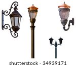 Retro Street Lamps Isolated On...
