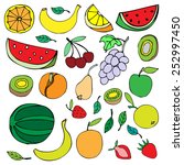 doodle set of different fruits... | Shutterstock .eps vector #252997450