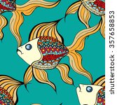 seamless zentangle fish... | Shutterstock .eps vector #357658853