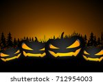 halloween pumpkin background... | Shutterstock . vector #712954003