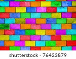 Old Colourful Brick Wall ...