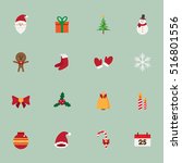 cute christmas icons set.... | Shutterstock .eps vector #516801556