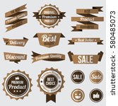 set of brown badges   labels... | Shutterstock .eps vector #580485073