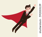 businessman flying. superhero... | Shutterstock .eps vector #592033139