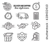 delivery line style icon set | Shutterstock .eps vector #618432410