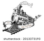 The Old Train Logo Design Hand...
