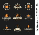 set vintage happy halloween... | Shutterstock .eps vector #326370170