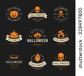 set vintage happy halloween... | Shutterstock .eps vector #328497800