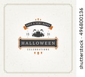 halloween typographic greeting... | Shutterstock .eps vector #496800136