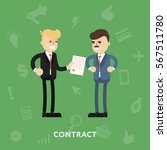 two business partners signing a ... | Shutterstock . vector #567511780