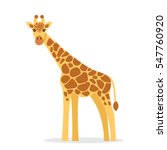 Giraffe In A Cartoon Style  Is...
