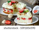 Small photo of Fresh strawberry whipped cream biscuit layered cake