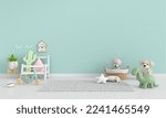 Green child room with copy space, 3D rendering