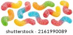 Sour gummy worms isolated on...