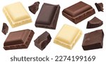 Chocolate pieces isolated on...