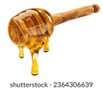 Small photo of Honey dipper isolated on white background, full depth of field