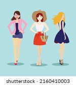 beautiful modern girls in... | Shutterstock .eps vector #2160410003