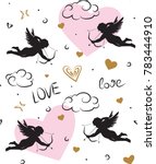 seamless romantic pattern with... | Shutterstock .eps vector #783444910