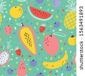 vector tropical fruit... | Shutterstock .eps vector #1563491893