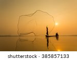 Silhouette Of Asian Fisherman...