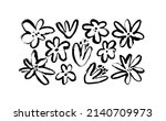 black ink drawing flowers ... | Shutterstock .eps vector #2140709973