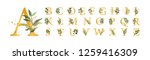 golden floral alphabet font... | Shutterstock .eps vector #1259416309