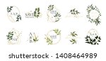set of floral wedding logos and ... | Shutterstock .eps vector #1408464989