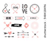 valentines day set with florals ... | Shutterstock .eps vector #548418496