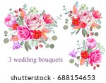 3 wedding bouquets | Shutterstock .eps vector #688154653