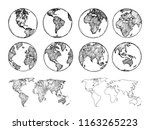 globe sketch. hand drawn earth... | Shutterstock .eps vector #1163265223