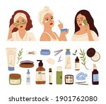 woman skin care. young face ... | Shutterstock .eps vector #1901762080