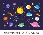 flat cartoon universe. space... | Shutterstock .eps vector #2137363223