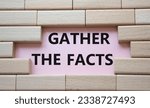 Small photo of Gather the facts symbol. Wooden blocks with words Gather the facts. Beautiful pink background. Business and Gather the facts concept. Copy space.