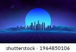 retro landscape blue background.... | Shutterstock .eps vector #1964850106