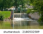 A waterfall at Appleton Lock Number 3, on Fox River, Appleton, Wisconsin.