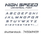 high speed universal font. fast ... | Shutterstock .eps vector #745069459