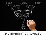 Hand drawing Lead Generation Business Funnel concept with white chalk on blackboard. 