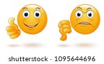 thumb up and down. emoticons... | Shutterstock .eps vector #1095644696