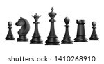 Set of black chess pieces. Chess piece icons. Board game. Vector illustration isolated on white background