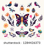 hand drawn collection of spring ... | Shutterstock .eps vector #1284426373